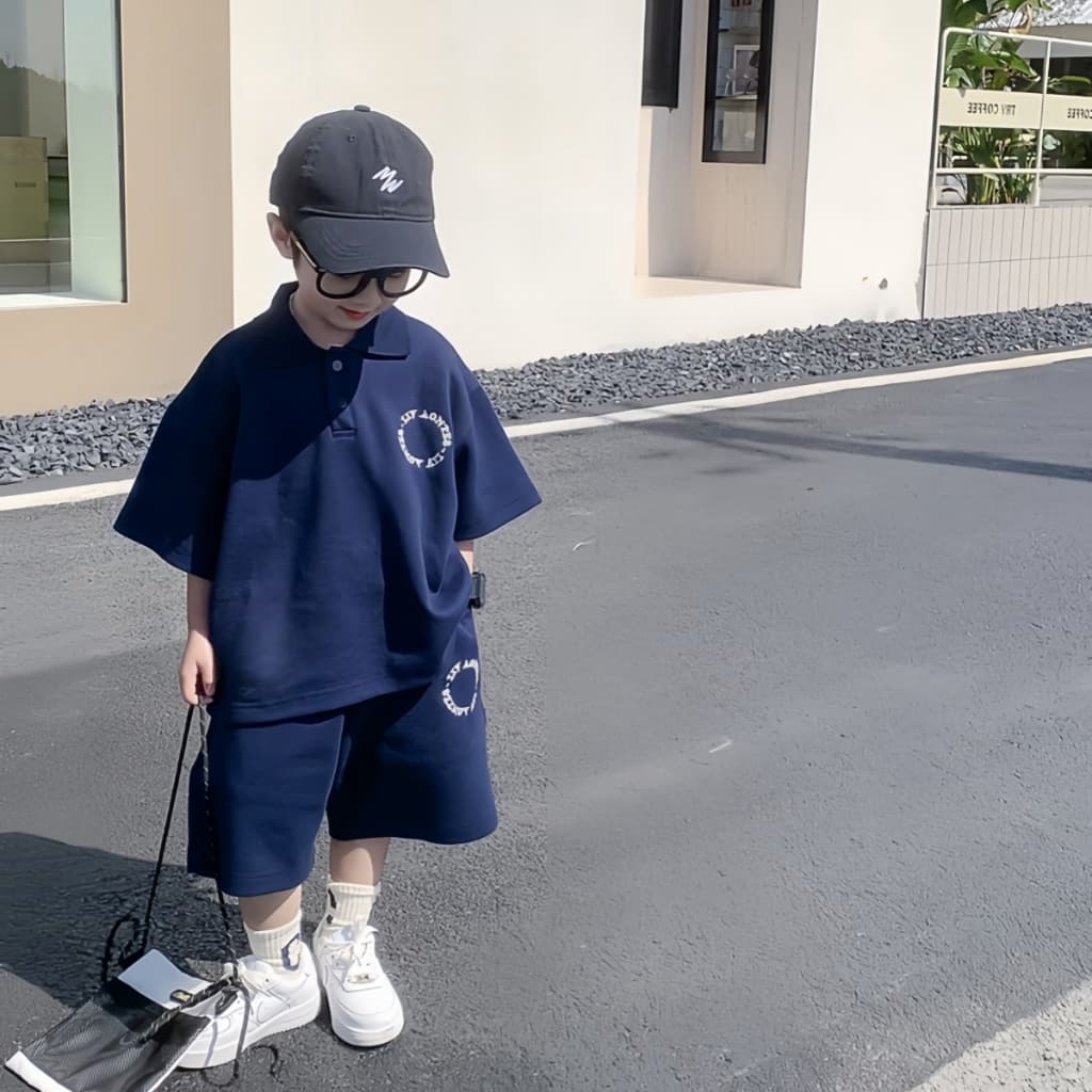 Beryl kidsชุดเซ็ทเด็กแฟชั่นชุดแขนสั้นของเด็กผู้ชาย เสื้อโปโลลําลองหล่อกางเกงขาสั้น สองชิ้น สไตล์เกาหลี ฤดูร้อน งานใหม่ รูปที่ 8