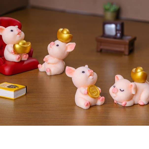 หมูมงคล มั่งคั่ง มั่งมี V.3 ตุ๊กตาแต่งสวน จัดสวนถาด โมเดล ตกแต่งบ้าน พร็อพถ่ายรูป รูปที่ 2