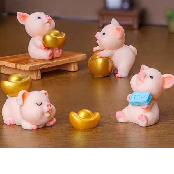 หมูมงคล มั่งคั่ง มั่งมี V.3 ตุ๊กตาแต่งสวน จัดสวนถาด โมเดล ตกแต่งบ้าน พร็อพถ่ายรูป รูปที่ 8