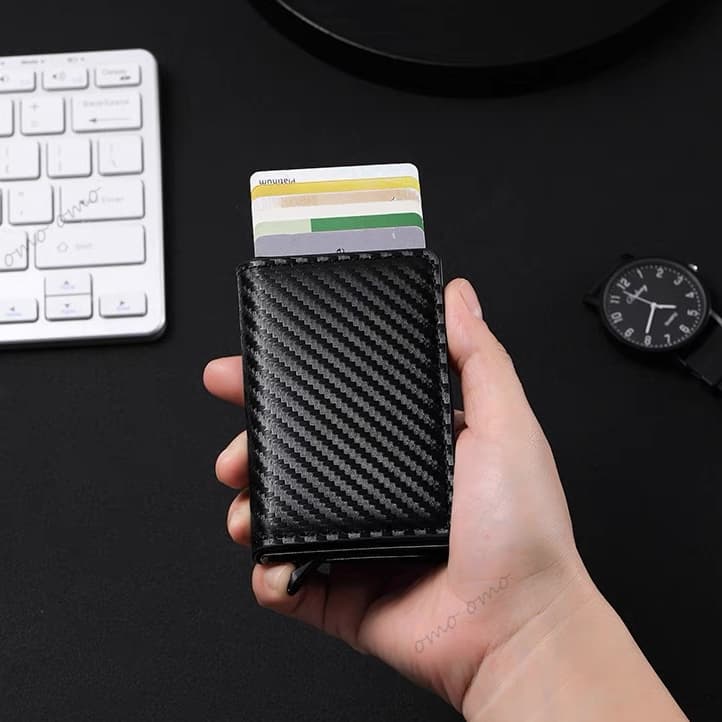 กระเป๋าสตางค์ RFID กระเป๋าสตางค์ หนังPU ใส่บัตรได้อัตโนมัติ สําหรับผู้ชาย แบบบาง ป้องกันขโมย ใส่บัตรได้ แบบสากล รูปที่ 8