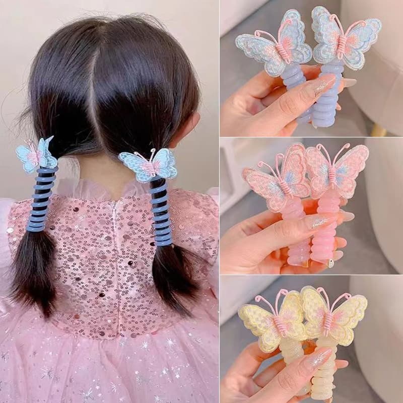 ยางมัดผมเด็ก ยางรัดผม ปักลายผีเสื้อน่ารัก สีแคนดี้ สไตล์เกาหลี สําหรับเด็ก รูปที่ 9
