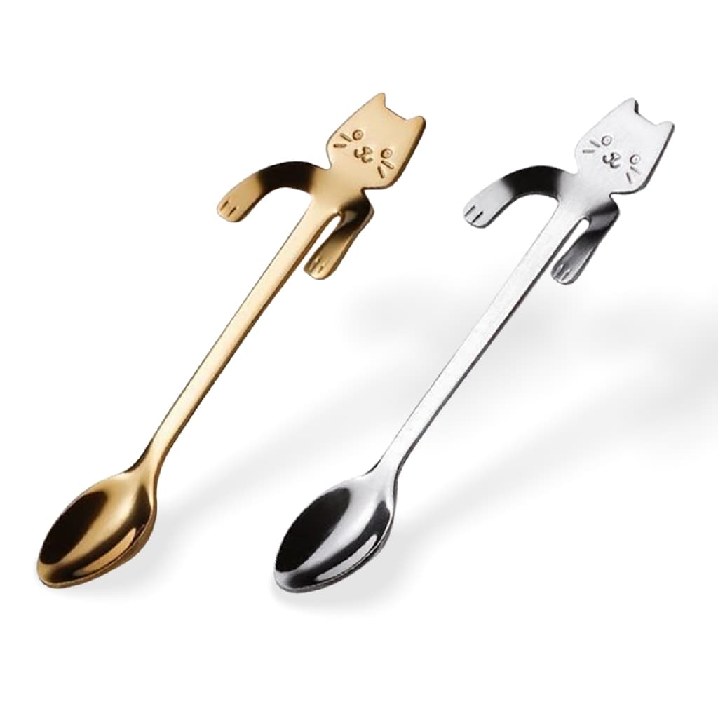 Alechaung ช้อนกาแฟ Coffee spoon แมวเกาะแก้ว สเตนเลส รูปแมวน่ารัก สำหรับแก้วกาแฟ วัสดุสเตนเลส รูปที่ 7