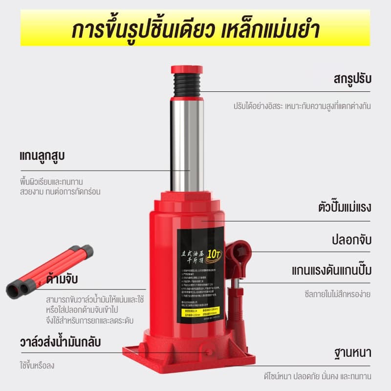 JIESUQI แม่แรงกระปุก โหลดเตี้ย/ไม่โหลดเตี้ย 2,3,5,10,15,20,30ตัน แม่แรงยกรถ แม่แรง เครื่องมือช่างซ่อมรถ แม่แรงกระปุก รูปที่ 4