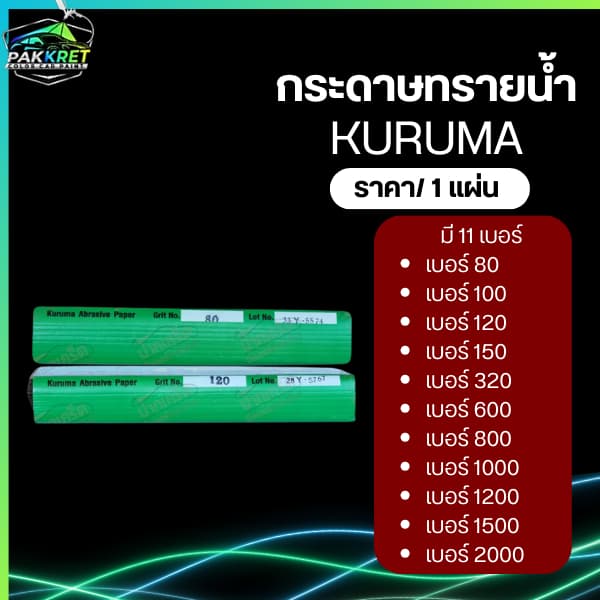 กระดาษทราย น้ำ ตรา Kuruma เบอร์ 80-2000 ขายเป็นแผ่น มีให้เลือกหลายเบอร์ By PKC รูปที่ 4