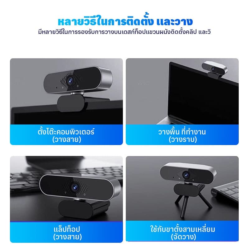 4K HD กล้องคอมพิวเตอร์ ออโต้โฟกัสด้วยไมโครโฟน 120 องศาเว็บแคมมุมกว้างสำหรับพีซี / แล็ปท็อป / การประชุมทางวิดีโอ / ห้องเร รูปที่ 5