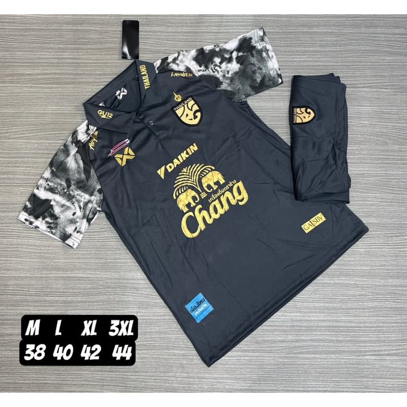 ชุดกีฬาคนโตเสื้อกับกางเกงปักโลโก้ทีมชาติไทยผ้าโพลีเอสเตอร์สีสดใสส่วมใส่สบายระบายอากาศได้ดี รูปที่ 2