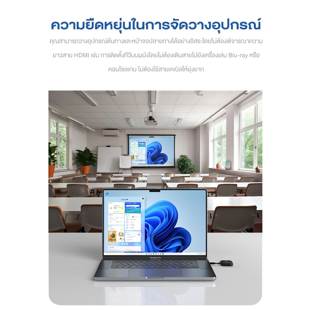 EAKER HDW100 โปรเจคเตอร์ระดับมืออาชีพ ระยะสูงสุด 50 ม. สำหรับประชุม สอน เสียบใช้ได้ทันที รองรับมือถือ&คอมพิวเตอร์ รูปที่ 4