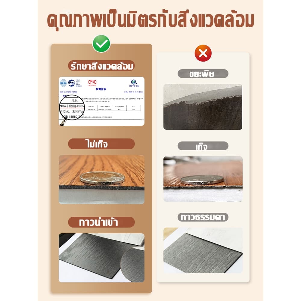 กระเบื้องยาง 5ตรม/กล่อง 36แผ่น PVC แบบมีกาวในตัว ทนทาน ติดตั้งเองได้ง่าย ทนไฟและกันน้ำ ปูพื้นห้องนอน รูปที่ 2