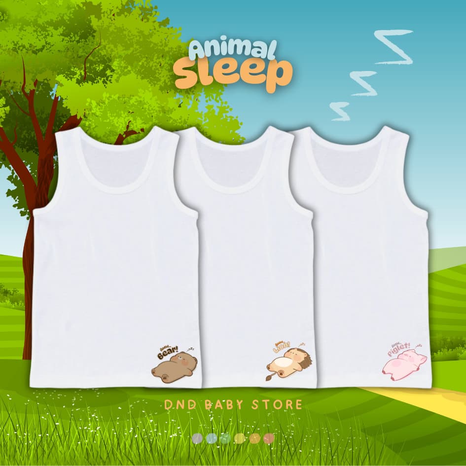 เสื้อซับในเด็ก เสื้อกล้ามเด็กลาย สัตว์นอน Animal Sleep Zoo นุ่มระบายอากาศได้ดี ไซส์ 1-11ปี #เสื้อกล้าม รูปที่ 1