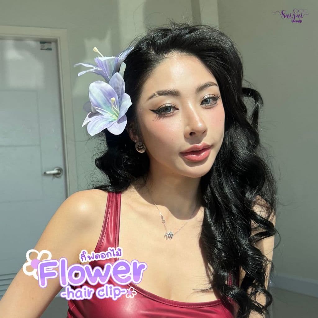 SAIJAI FLOWER HAIR CLIP กิ๊ฟดอกไม้ สีม่วงพาสเทล รูปที่ 4