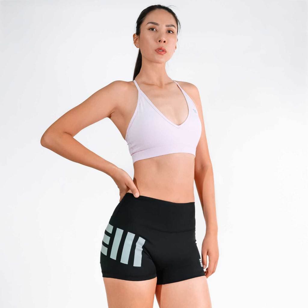 East West EveryWear กางเกงออกกำลังกายขาสั้นผู้หญิง SEAMLESS BUTT HUGGERS - BLACK GRAY SHORT 2.5 นิ้ว เอวสูง รูปที่ 6