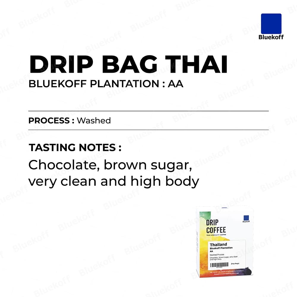 BLUEKOFF กาแฟดริป แบบกล่อง อราบิก้า 100% Thailand Bluekoff Plantation: AA Drip Bag Arabica 100% (1กล่อง มี 5 ซอง รูปที่ 2