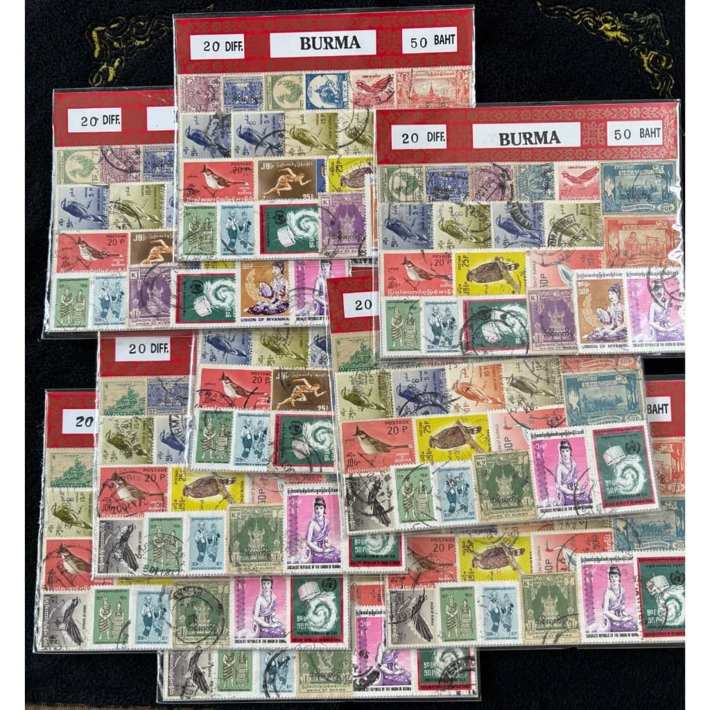 แสตมป์พม่า รุ่นเก่าอายุกว่า 50 ปี 20 ดวงตกดวงละ 50 สตางค์ Burma Myanmar Stamps ใช้แล้ว สำหรับสะสม หายาก รูปที่ 2
