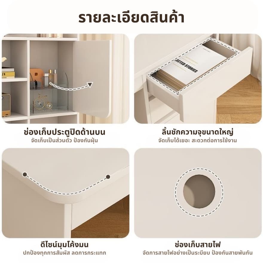 โต๊ะทำงานมีชั้นวางของ โต๊ะคอมพิวเตอร์ เขียนหนังสือ Computer Desk สวยมินิมอล ไม้คุณภาพดี แข็งแรง รูปที่ 6