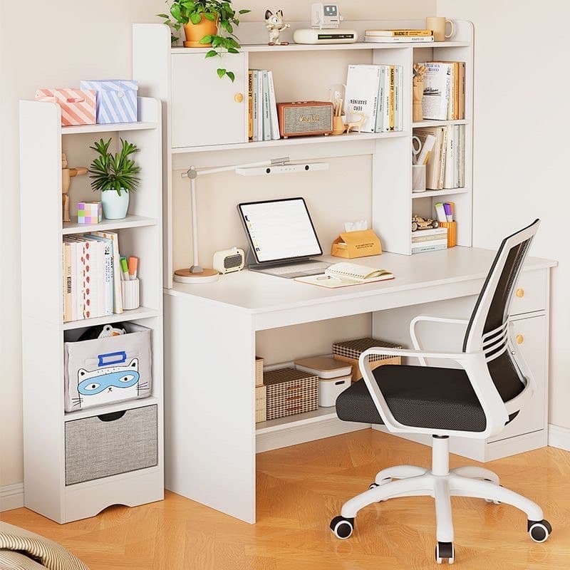 โต๊ะทำงานมีชั้นวางของ โต๊ะคอมพิวเตอร์ เขียนหนังสือ Computer Desk สวยมินิมอล ไม้คุณภาพดี แข็งแรง รูปที่ 2