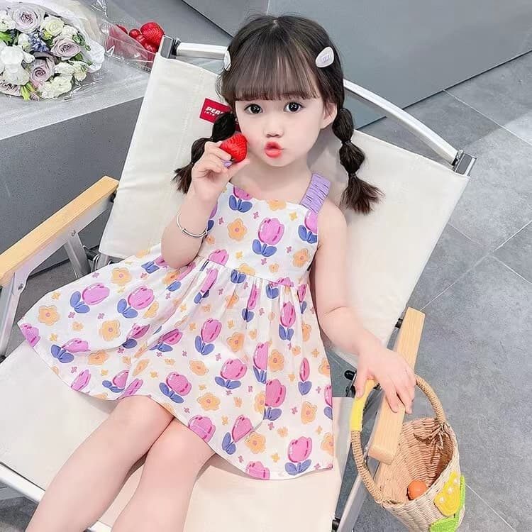 OC02 สาวชุดดอกไม้หัก 2025 สไตล์ใหม่ Ocean Chic น่ารักเจ้าหญิง Halter กระโปรงปุยกระโปรงฤดูร้อน รูปที่ 4