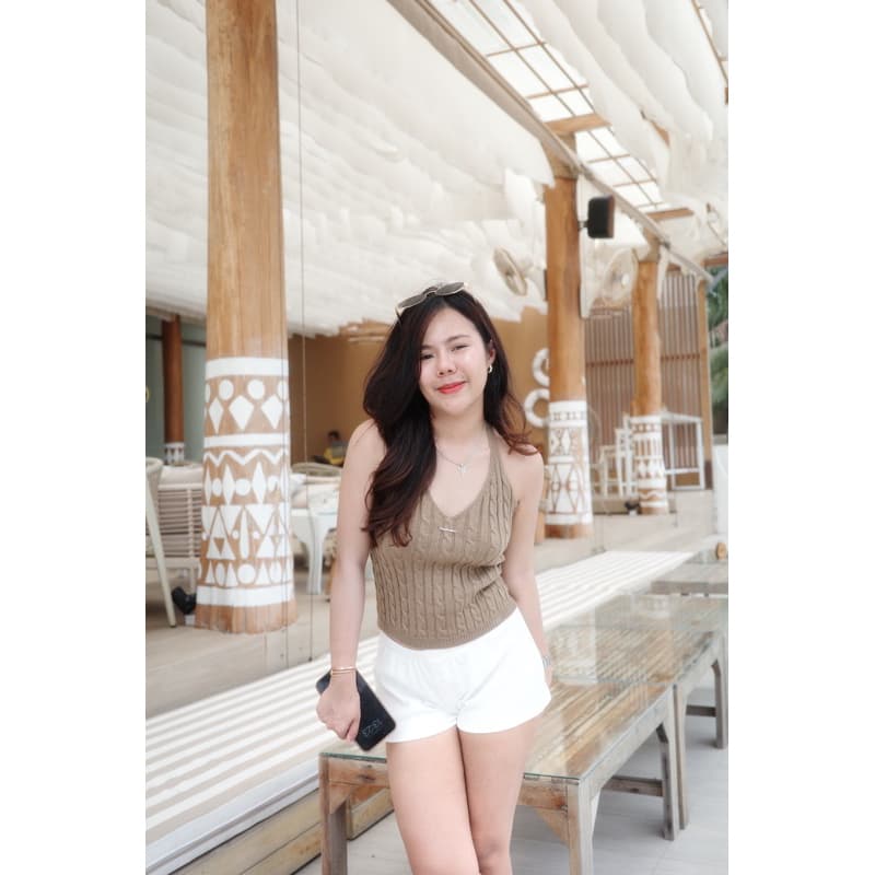 Mabel sun knit เสื้อคล้องคอไหมพรหมติดโลโก้เงิน รูปที่ 3