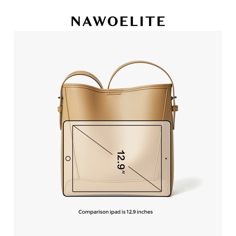 NAWOELITE กระเป๋าถังหนัง PUคลาสสิก กระเป๋า Crossbody Bag กระเป๋าแฟชั่นสุภาพสตรีกระเป๋าสะพายไหล่ Bucket Bag รูปที่ 5