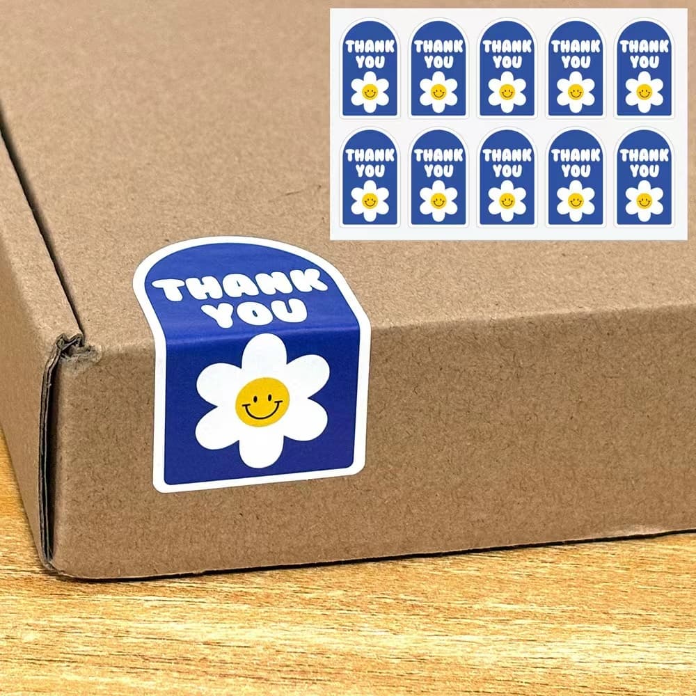 100ดวง สติ๊กเกอร์ติดกล่อง ติดแก้ว ถุง สติ๊กเกอร์ขอบคุณ sticker thankyou S22S24S25 รูปที่ 1