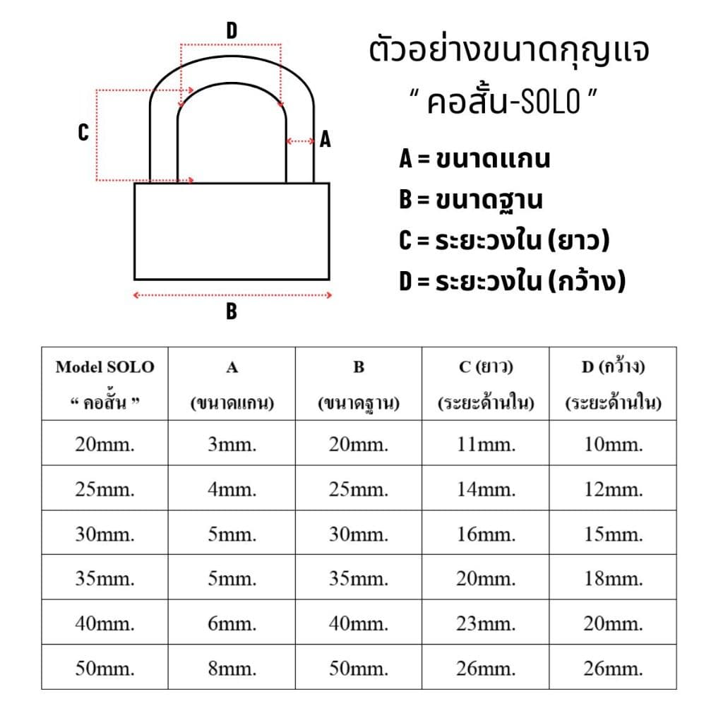 กุญแจ SOLO กันน้ำ 20-50 มม. ขนาดเล็ก ใหญ่ รุ่นทองเหลือง โซโล รุ่น 84 แม่กุญแจ ระบบสปริง ใช้กับบ้าน ตู้ โซ่ ทุกชนิด รูปที่ 3