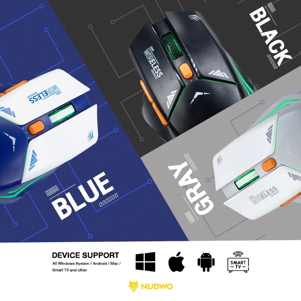 Nubwo เมาส์เกมมิ่งไวเลส บลูทูธ รุ่น NM-104W เสียงเงียบ ไฟ LED ปรับ DPI ได้ รูปที่ 9