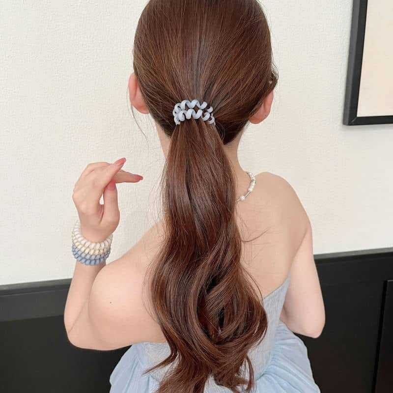 4pcs ยางรัดผม โดปามีน เครื่องประดับผม สําหรับผู้หญิง ยืดหยุ่นได้ดีมาก เชือกมัดผมหางม้า แฟชั่นเรียบง่าย G3260 รูปที่ 3