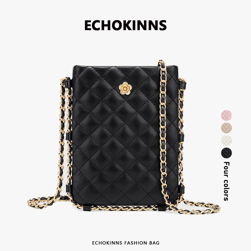 EchoKinns กระเป๋าสะพายข้างผู้หญิง สไตล์เกาหลี พร้อมโซ่ กระเป๋าใส่โทรศัพท์ แฟชั่น กระเป๋าสะพายไหล่ รูปที่ 1