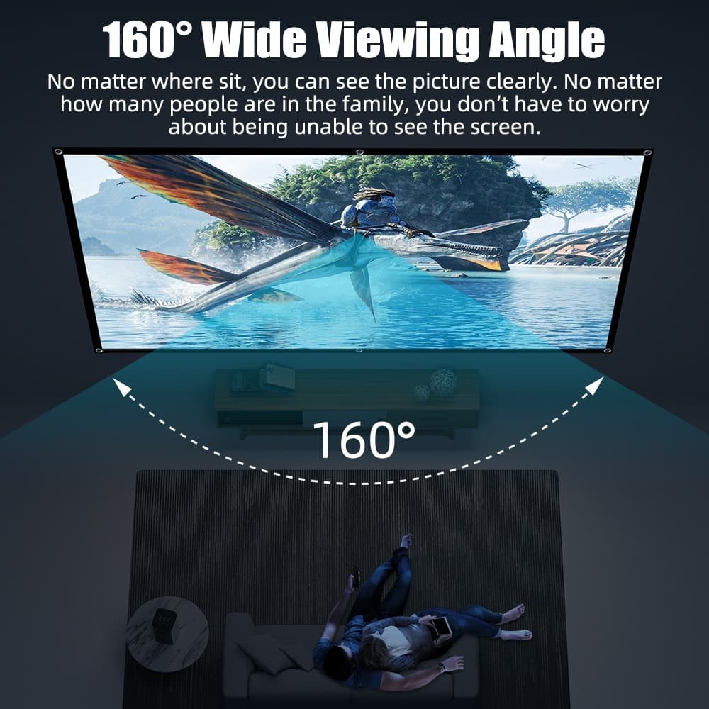 GOOJODOQ หน้าจอโปรเจคเตอร์ Hd พับได้ แบบพกพา สําหรับโฮมเธียเตอร์ ฉายภาพยนตร์ ในร่ม กลางแจ้ง รูปที่ 2
