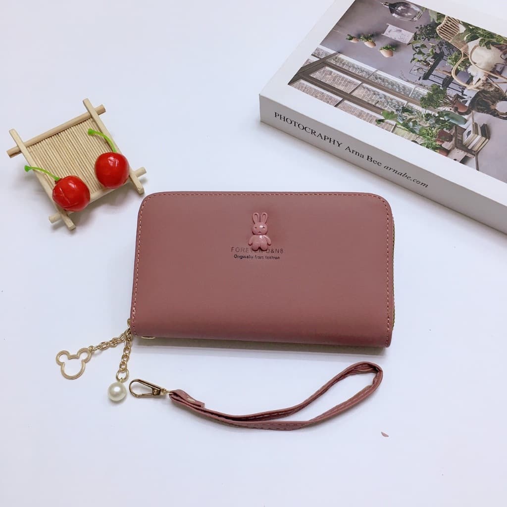 DN005#กระเป๋าสตางค์ใบกลางมีช่วงใส่บัตรงทั้งหมด4ช่อง วัดสุด:หนังPU รุ่นใหม่มีสายคล้องมือทุกใบค่ะ รูปที่ 3