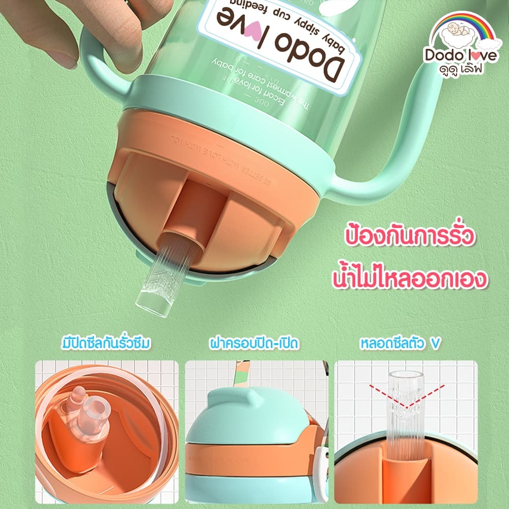 DODOLOVE แก้วน้ำพร้อมหลอดดูด แก้วน้ำ แก้วน้ำสำหรับเด็ก กันสำลัก 300ML. รูปที่ 6