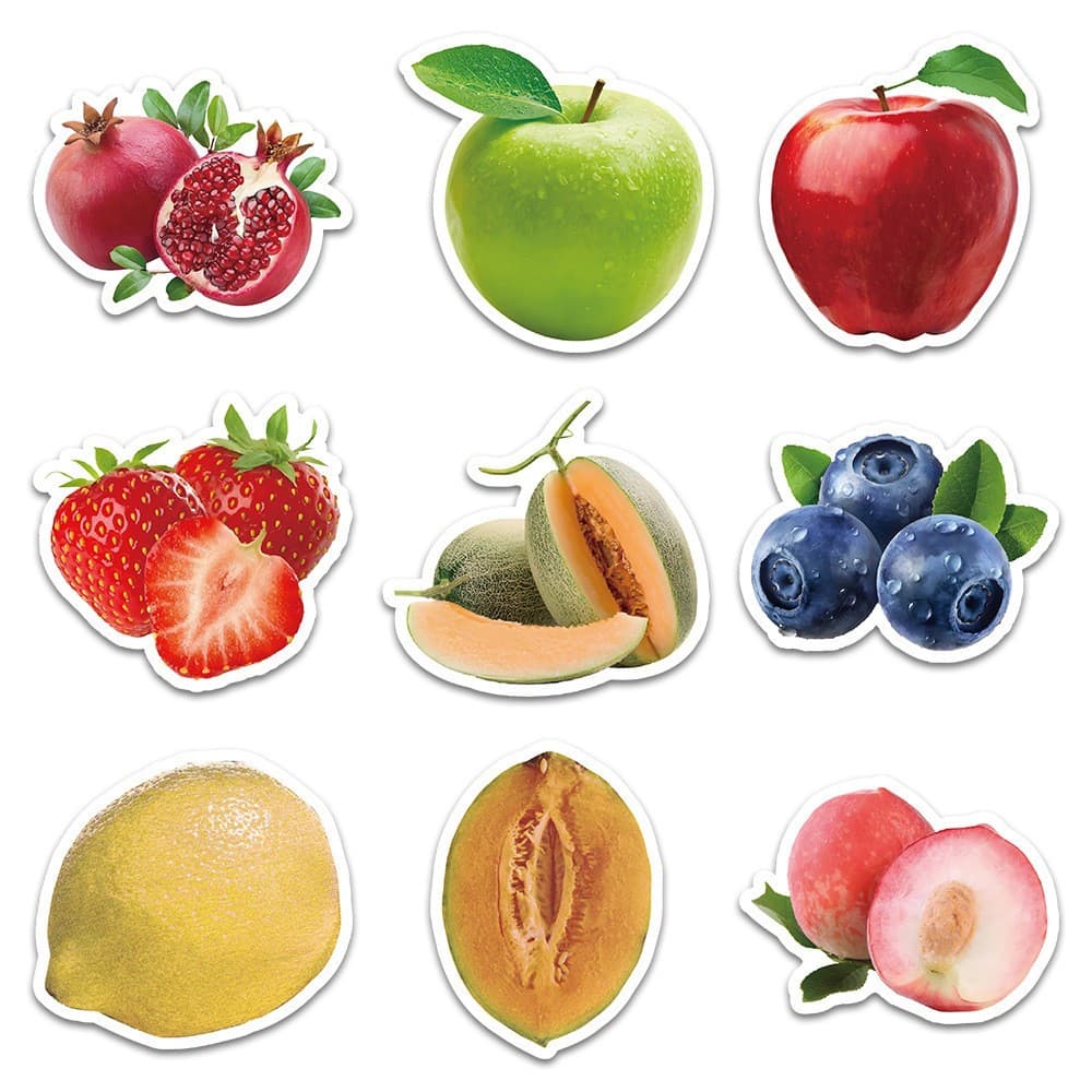 60 pcs DIY สติ๊กเกอร์ Sticker PVC ลาย ผัก ผลไม้ สตอเบอรี่ กล้วย ส้ม ผักกาดขาว องุ่น Fruit Vegetable Food รูปที่ 3