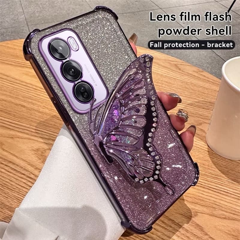 เคสขาตั้ง สำหรับ VIVO Y31D Y500i Y05 Y11D V70FE Y29 Y29S Y04 Y04S Y21D Y31 Y200 Y19S กันกระแทก ผีเสื้อ กริตเตอร์ ตั้งได้ รูปที่ 3