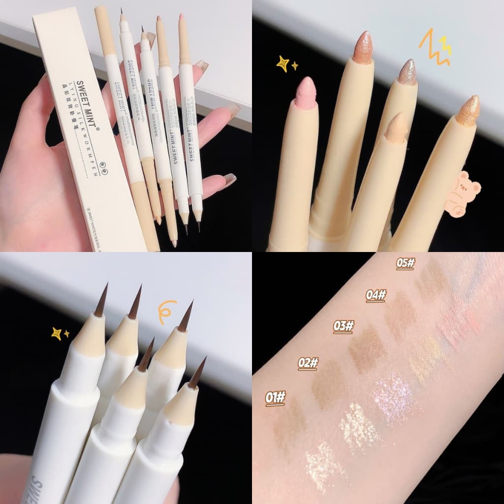 YOTAI Sweet Mint อายแชโดว์ ไฮไลท์ อายไลน์เนอร์ แบบสองหัว เนื้อแมตต์ สีสวย กันน้ํา ติดทนนาน แบบพกพา รูปที่ 1