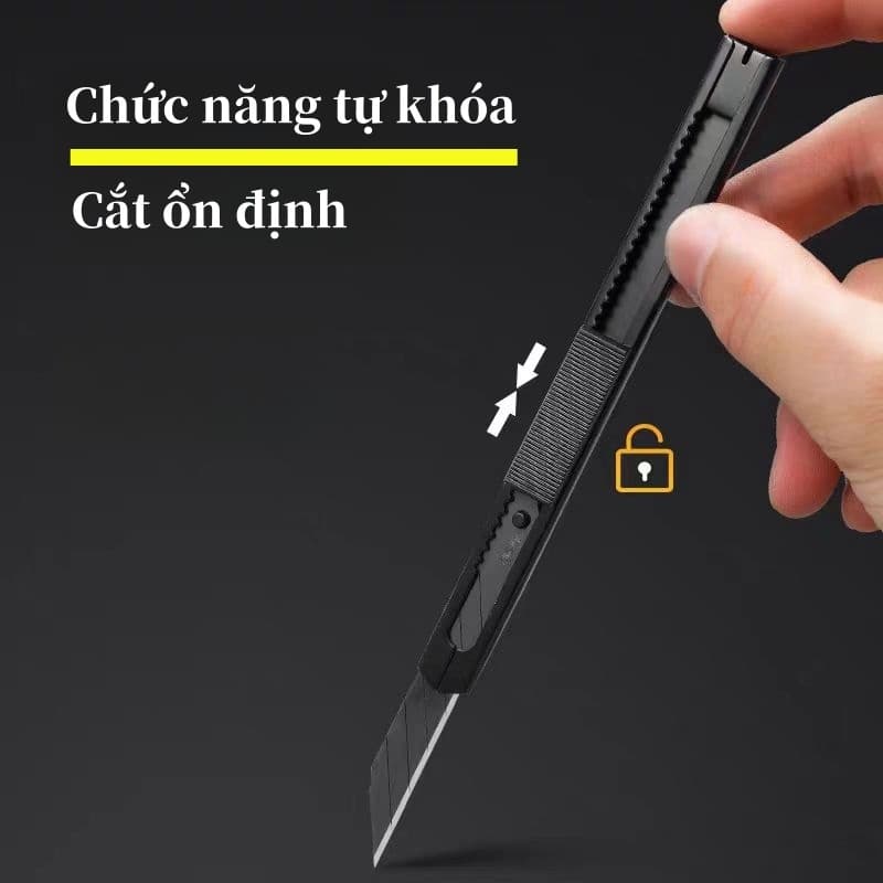 Deli คัตเตอร์ มีดคัตเตอร์ คัตเตอร์ 9mm น้ำหนักเบา พกพาสะดวก ใบมีดเฉียง 30° Cutter ด้ามแสตนเลส รูปที่ 2