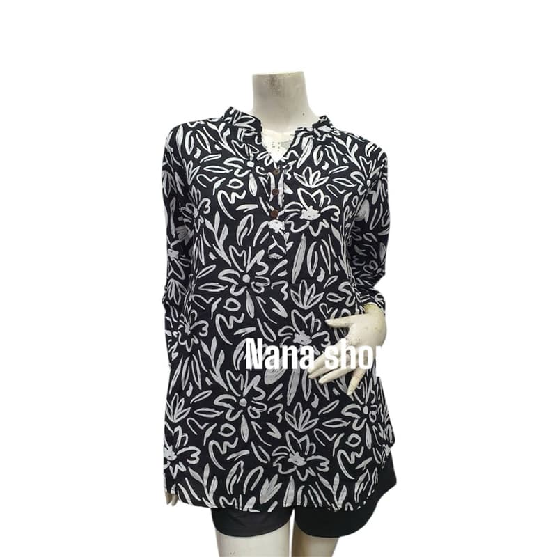Nana shop18806 เสื้อสตรีผ้าสปันพิมม์ลาย38”-46”ผ้านิ่ใมใส่สบาย รูปที่ 9