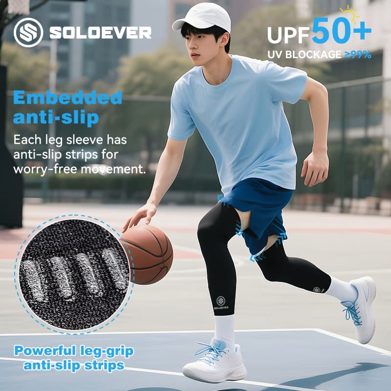 SOLOEVER ปลอกขา ปลอกหุ้มขาใส่ปั่นจักรยาน UV UPF50+ กันรังสี UV ได้ 99% กางเกงรัดรูปแบบ Unisex รูปที่ 4
