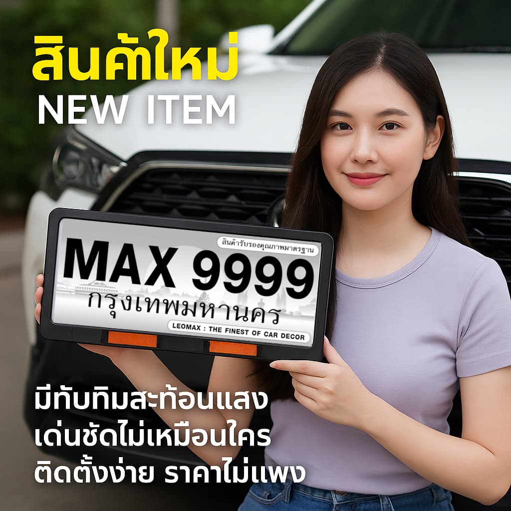 LEOMAX กรอบป้ายทะเบียนรถยนต์ ป้ายทะเบียนรถยนต์ รูปแบบต่างๆ มีทั้ง แบบทั่วไป กันน้ำ สเตนเลส etc. รูปที่ 9