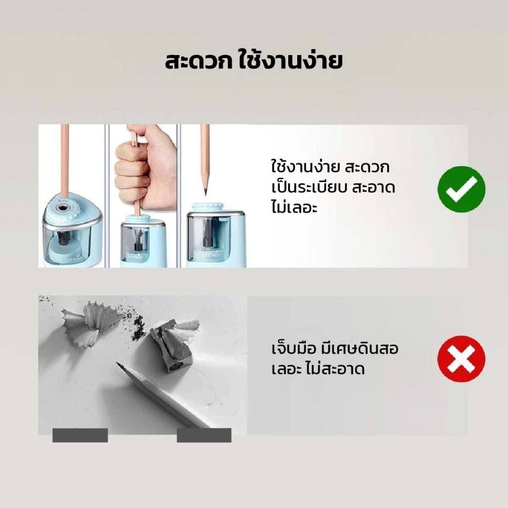 Tenwin เครื่องเหลาดินสอไฟฟ้า พกพาสะดวก ไม่เลอะมือ ใส่ถ่านAA ของใช้สำนักงาน เครื่องเขียน รูปที่ 7