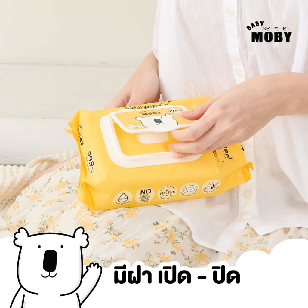 Baby Moby ผ้าเปียก 99.9% เพียววอเตอร์ 80 แผ่น/ห่อ รูปที่ 2