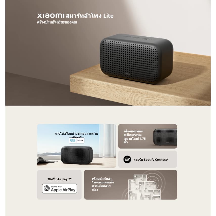 Xiaomi Smart Speaker Lite สมาร์ทลําโพงเสียงทรงพลังพร้อมลําโพงขนาดใหญ่ 1.75 นิ้ว ควบคุมลําโพงด้วยคําสั่งเสียง Alexa รูปที่ 3