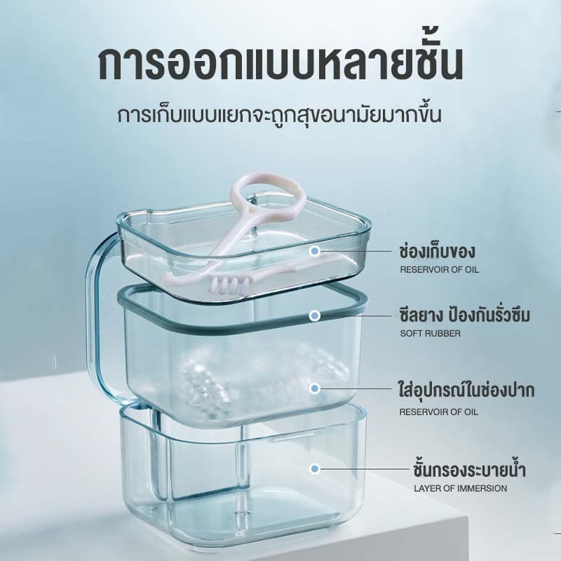 inn กล่องใส่รีเทนเนอร์ 3 ชั้น กล่องแช่ฟันปลอม Retainer Box จัดฟัน รีเทนเนอร์ กล่องรีเทนเนอร์แบบพกพา สามารถใส่น้ำแช่ได้ รูปที่ 3