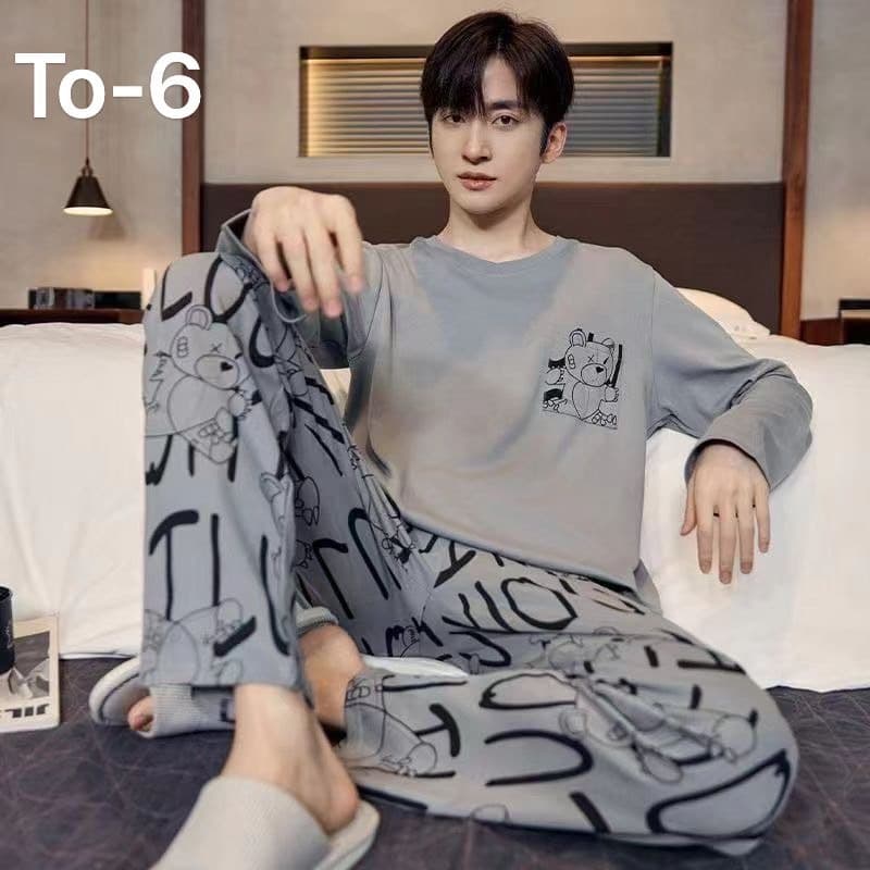ชุดนอนผู้ชาย เสื้อเเขนยาว+ขายาว พิมลาย ที่ไทย-TO รูปที่ 6