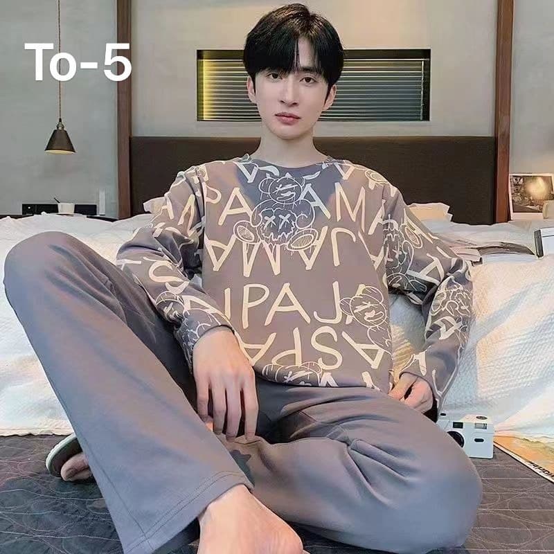 ชุดนอนผู้ชาย เสื้อเเขนยาว+ขายาว พิมลาย ที่ไทย-TO รูปที่ 5