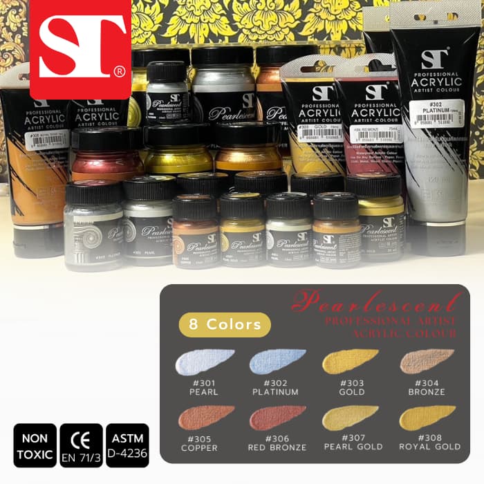 ST PEARLESCENT ACRYLIC COLOUR สีอะคริลิกมุข รูปที่ 2