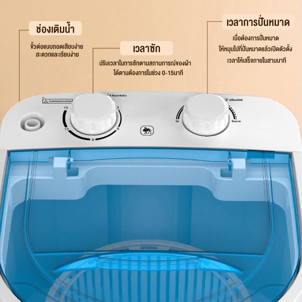 CAMEL เครื่องซักชุดชั้นใน เครื่องซักผ้ามินิ 5.5KG อัตราการฆ่าเชื้อ 99.99% ประหยัดพลังงาน รูปที่ 8