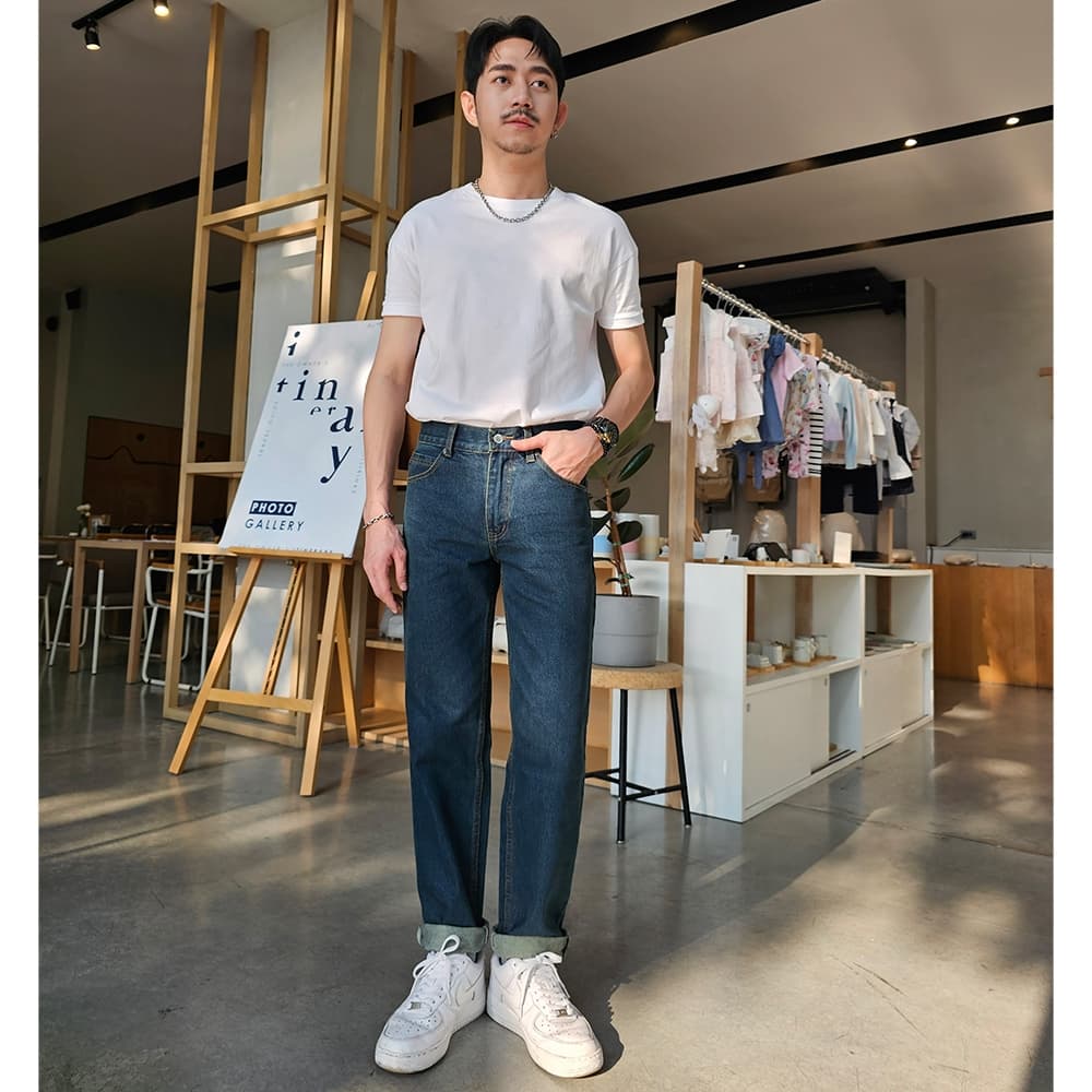 Golden Zebra Jeans กางเกงยีนส์ชายขากระบอกเล็กผ้าไม่ยืดไซส์เล็กไซส์ใหญ่ #535SNOW รูปที่ 4