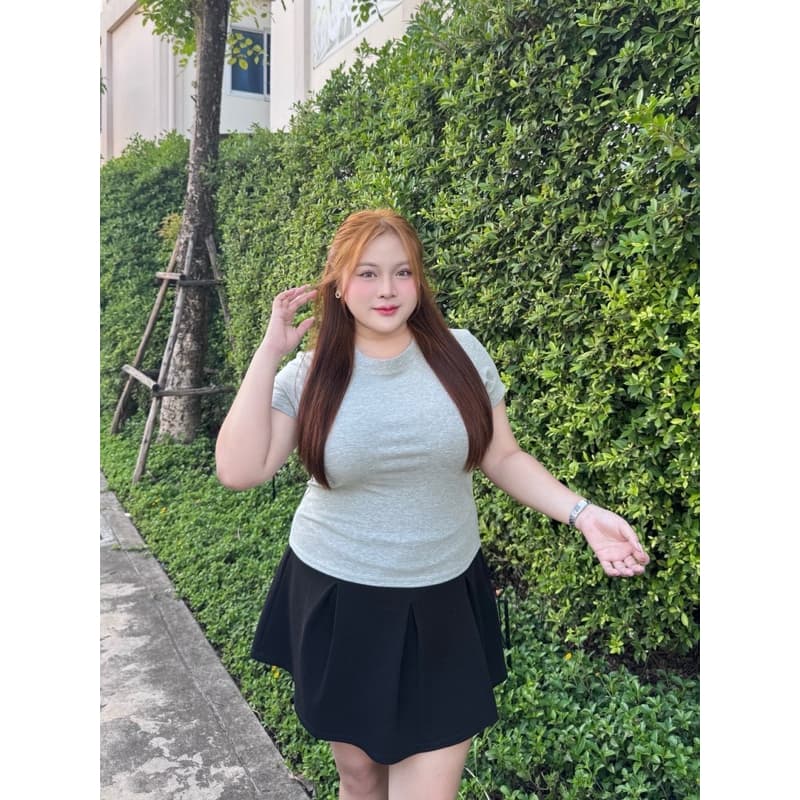 ย 58เสื้อครอปยืดสาวอวบแบบไม่สั้น ทรงสวย ผ้าคอตตอนยูนิเนื้อนุ่มยืดเยอะ รูปที่ 5