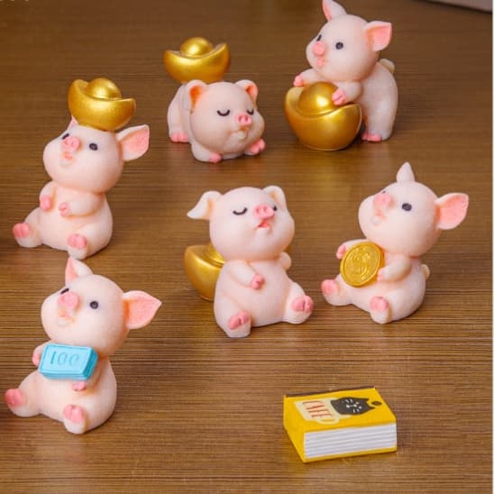 หมูมงคล มั่งคั่ง มั่งมี V.3 ตุ๊กตาแต่งสวน จัดสวนถาด โมเดล ตกแต่งบ้าน พร็อพถ่ายรูป รูปที่ 3