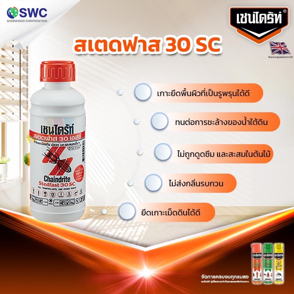 Chaindrite เชนไดร้ท์ สเตดฟาส 30 เอสซี ใช้ราดพื้นก่อนและหลังก่อสร้าง กำจัดปลวกและแมลง ขนาด 500 มล. รูปที่ 6