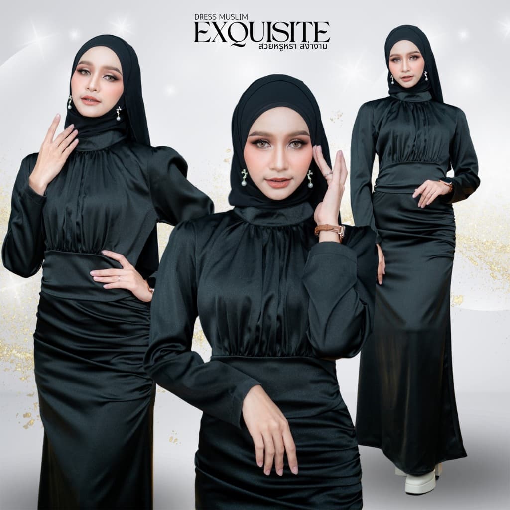 ชุดเดรสมุสลิม ผ้าซาตินไดม่อน เงางามทรงสวยโดดเด่น เรียบหรู ใส่ออกงานไหนก็ดูแพง IM82วาริสมุสลิม รูปที่ 6